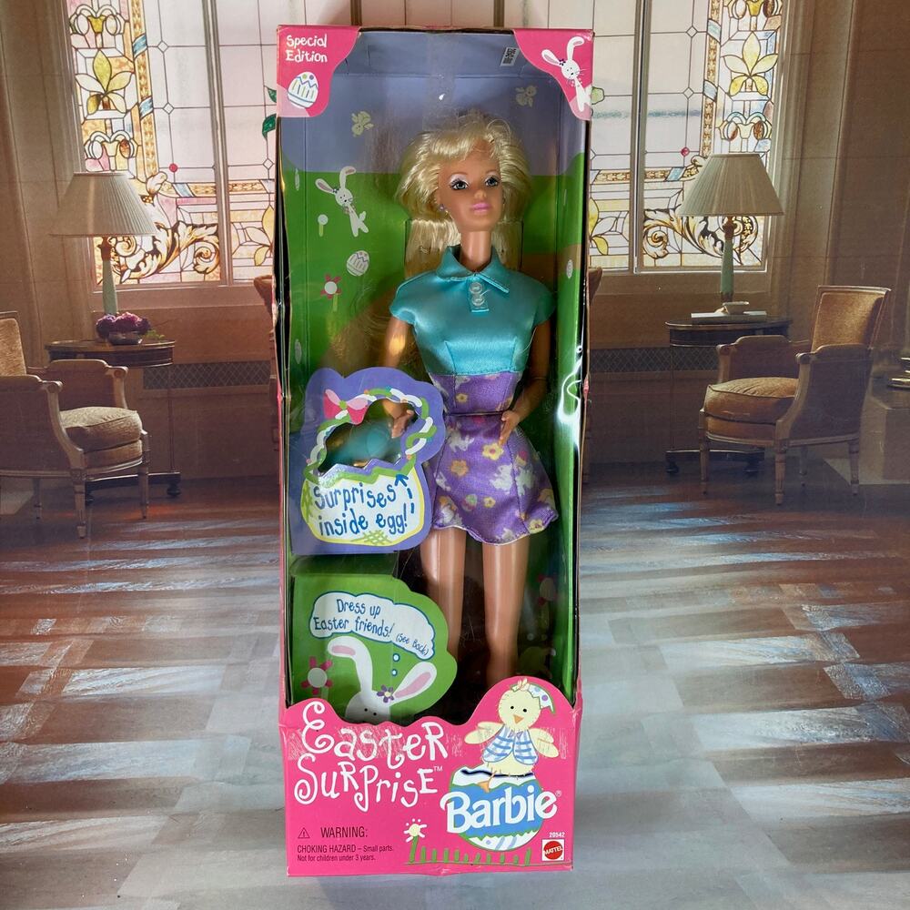 Vintage 90s Mattel Easter Surprise Barbie #20542 (1998) NRFB Smushed Box